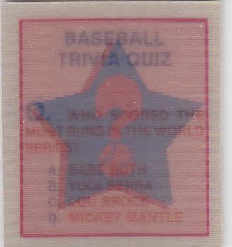 Baseball Trivia Quiz #47 1986 Sportflics Magic Motion Trivia Quiz Baseball