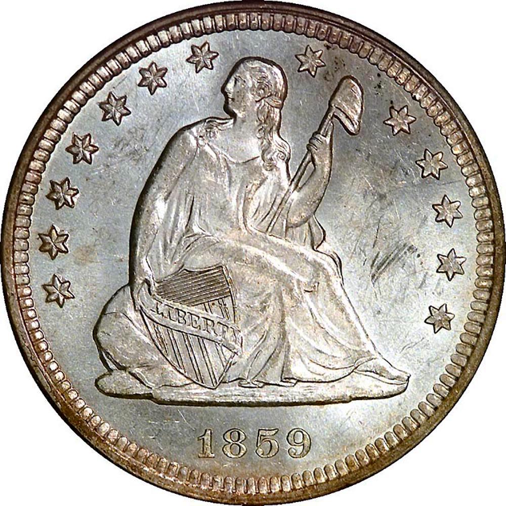 1859 O Coins Seated Liberty Quarter