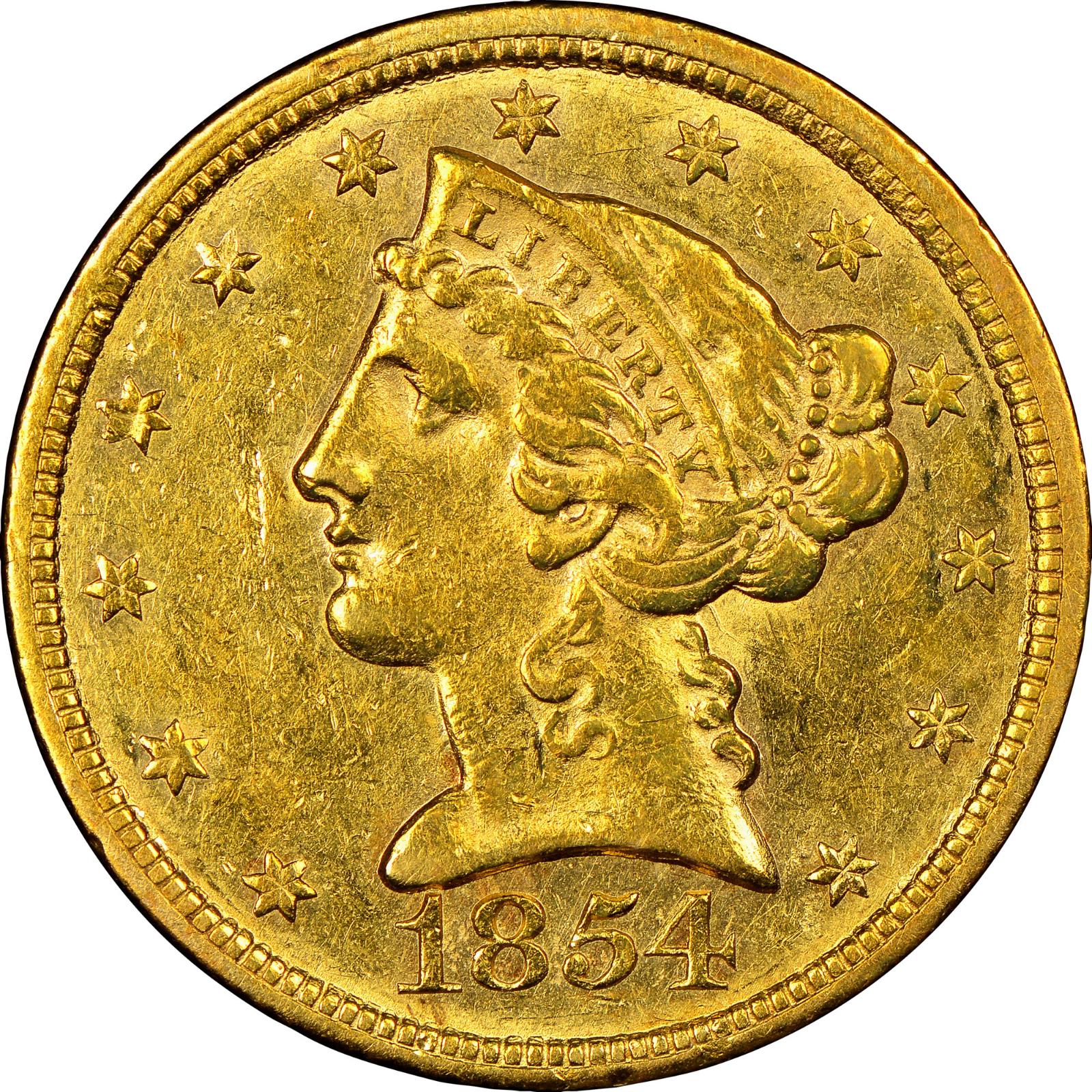 1854 C Coins Liberty Head Half Eagle