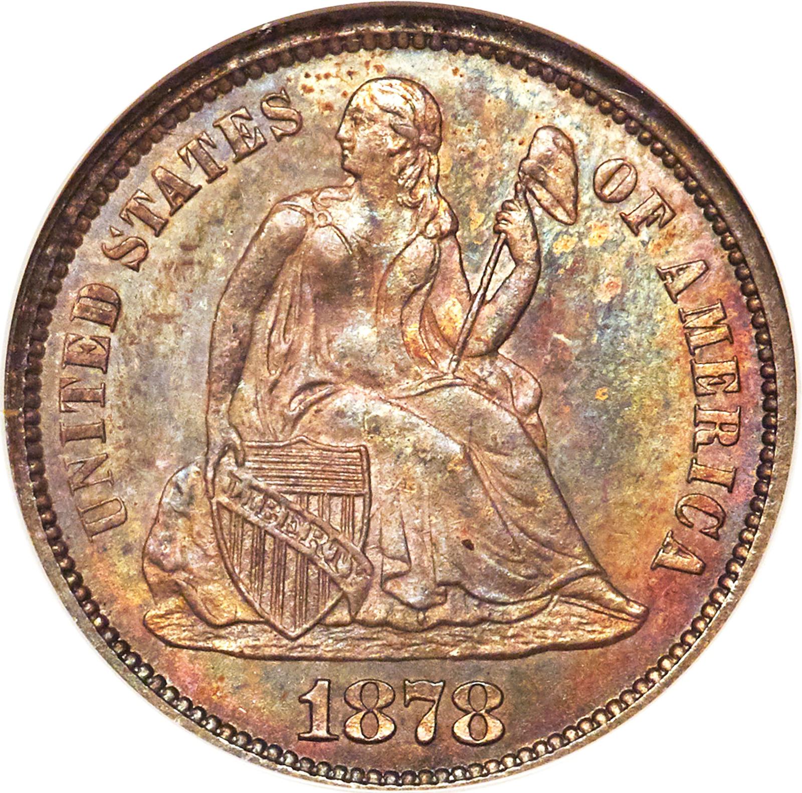 1878 CC Coins Seated Liberty Dime
