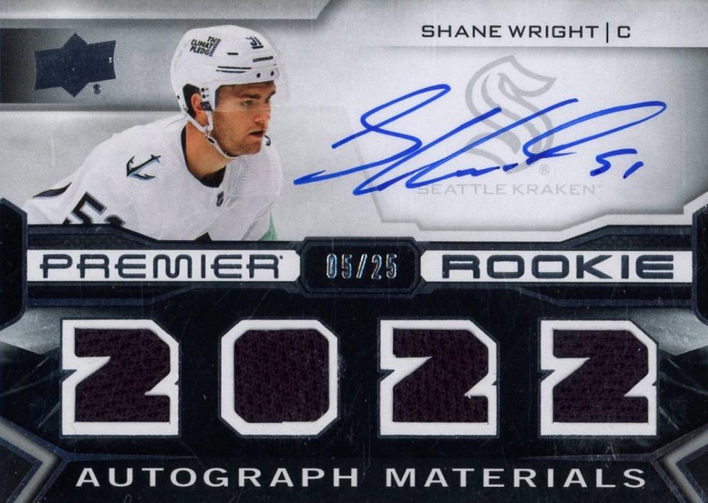 Shane Wright #PRA-SW 2022 Upper Deck Premier Rookie Auto Jersey Hockey
