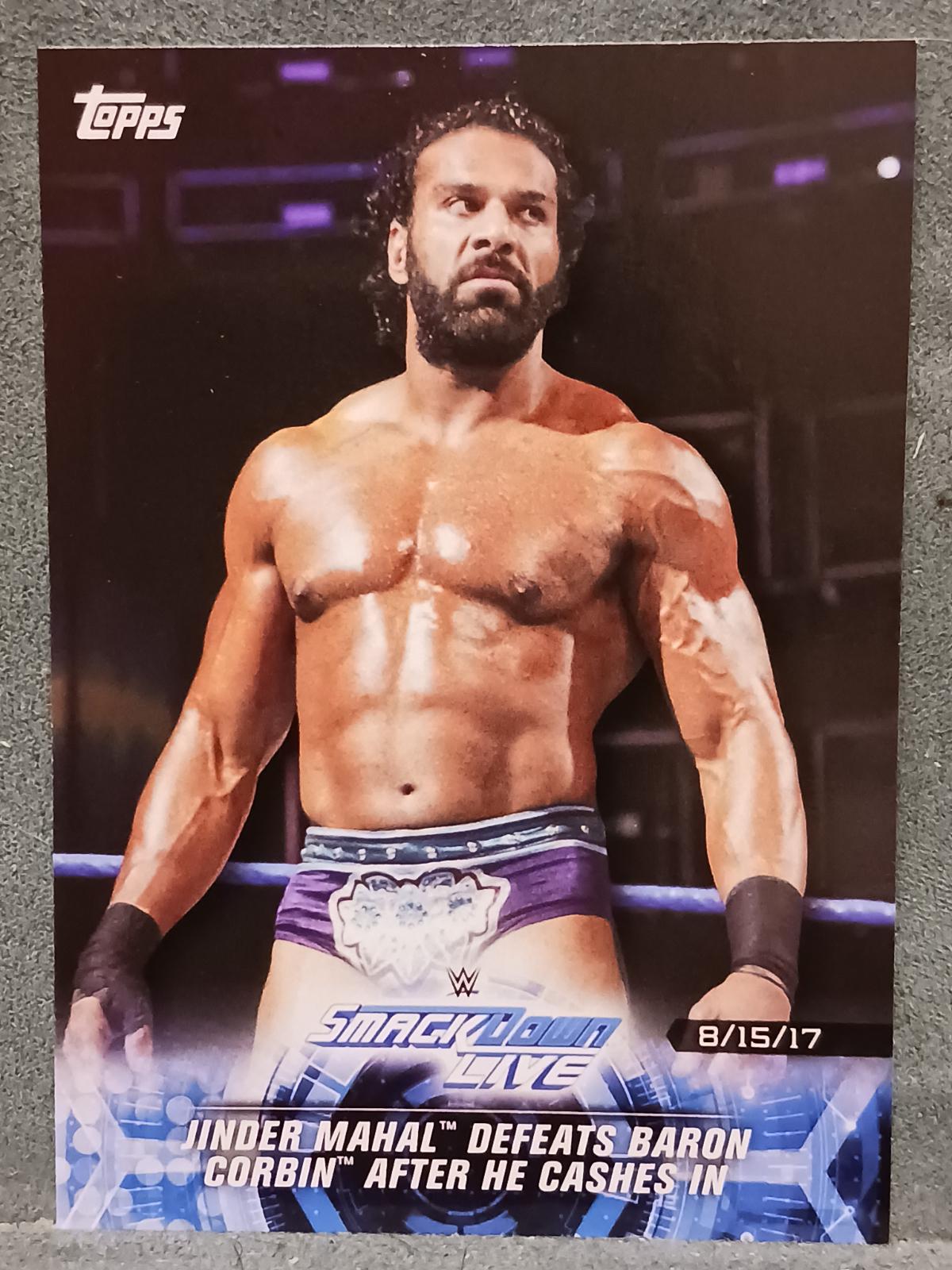Jinder Mahal Defeats Baron Corbin After he Cashes In #100 Wrestling Cards 2018 Topps WWE Road To Wrestlemania
