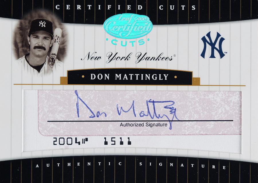 Don Mattingly #CC-18 2004 Leaf Certified Cuts Check Signature Baseball