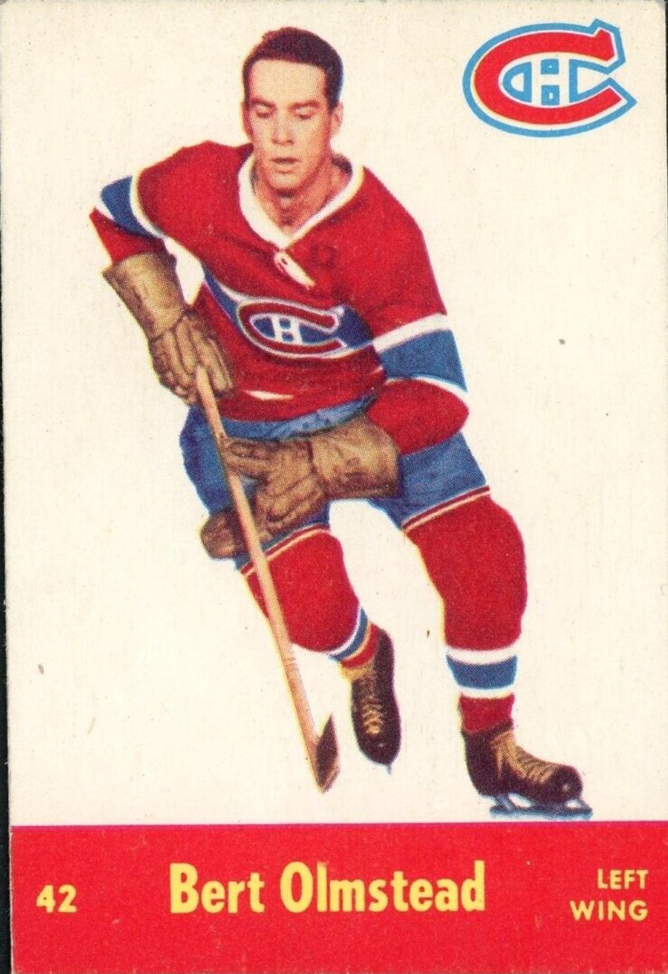 Bert Olmstead #42 Hockey Cards 1955 Parkhurst Quaker Oats