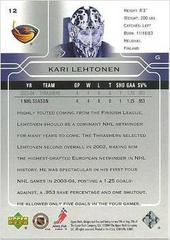 Back Of Card | Kari Lehtonen Hockey Cards 2004 Upper Deck