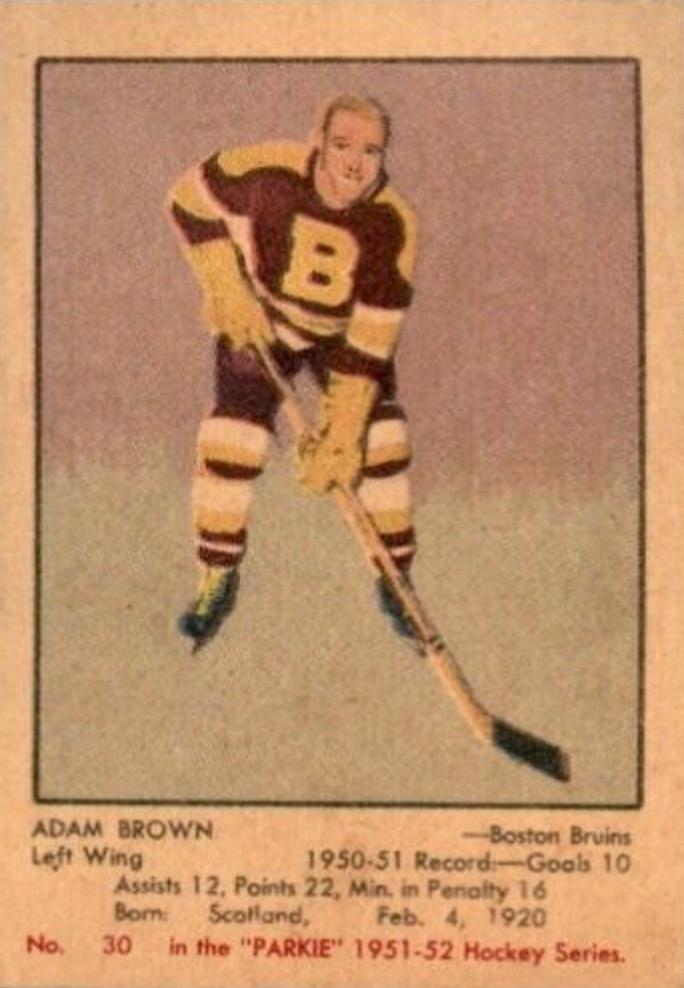 Adam Brown #30 Hockey Cards 1951 Parkhurst