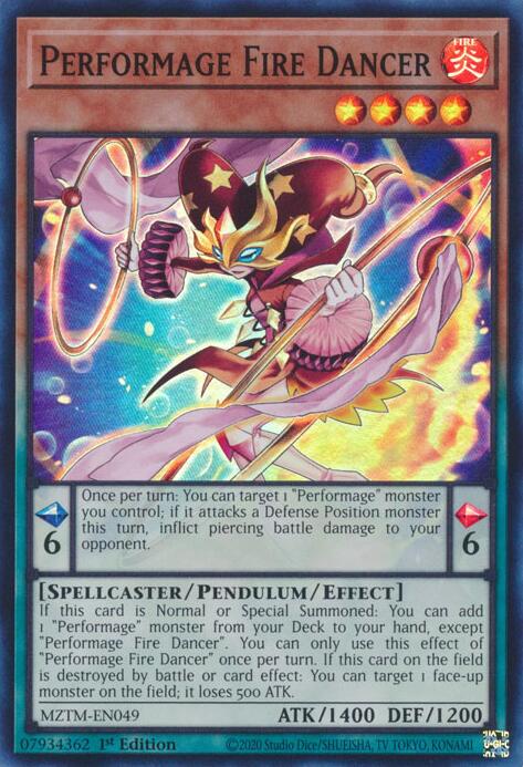 Performage Fire Dancer MZTM-EN049 YuGiOh Maze of the Master