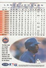 Card Back Lance Johnson U158 | Lance Johnson Baseball Cards 1996 Fleer Update