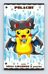 Poncho Wearing Pikachu Mega Charizard X Business Card from Pokemon Promo set