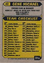 Back Of Card | Gene Michael Baseball Cards 1987 Topps