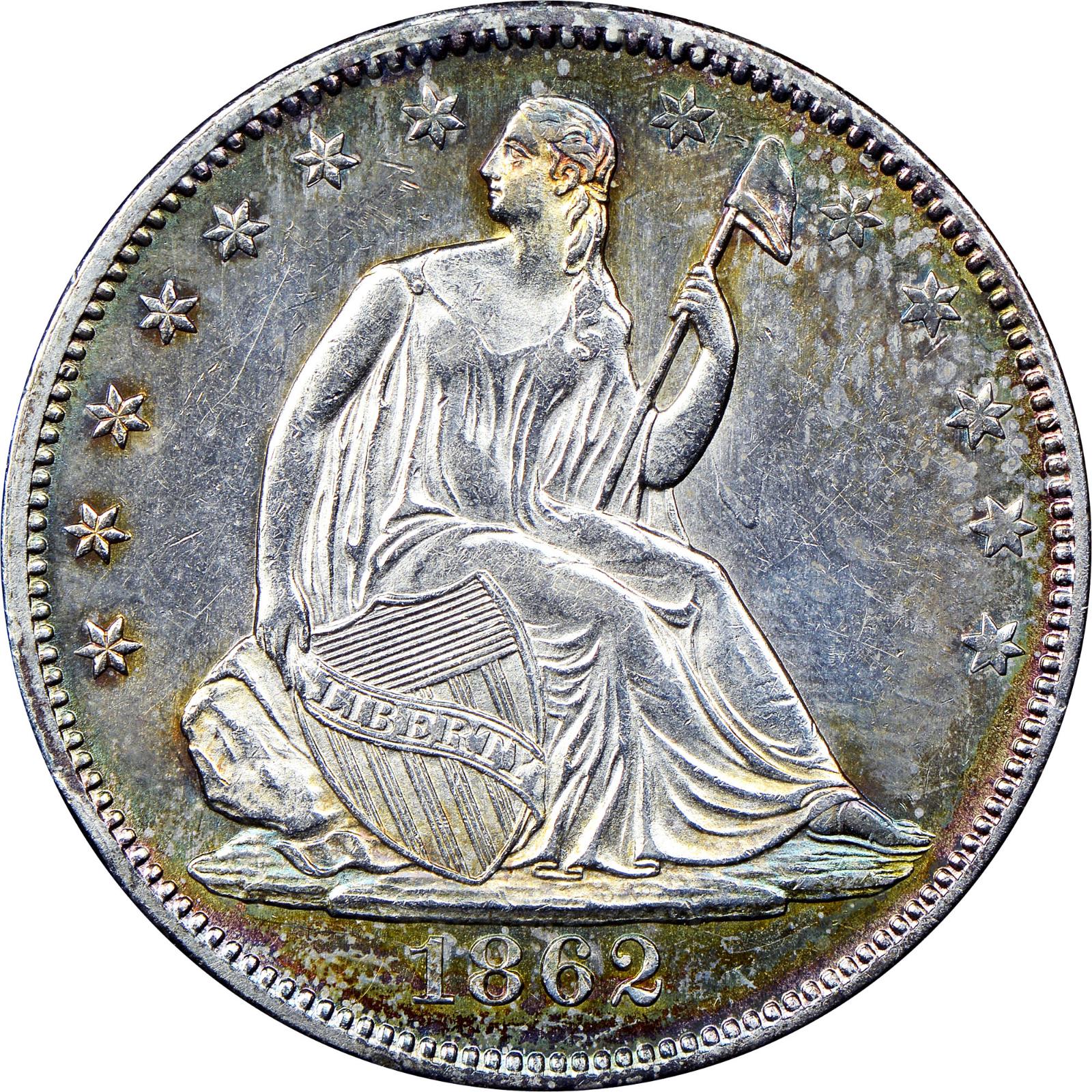 1862 Coins Seated Liberty Half Dollar