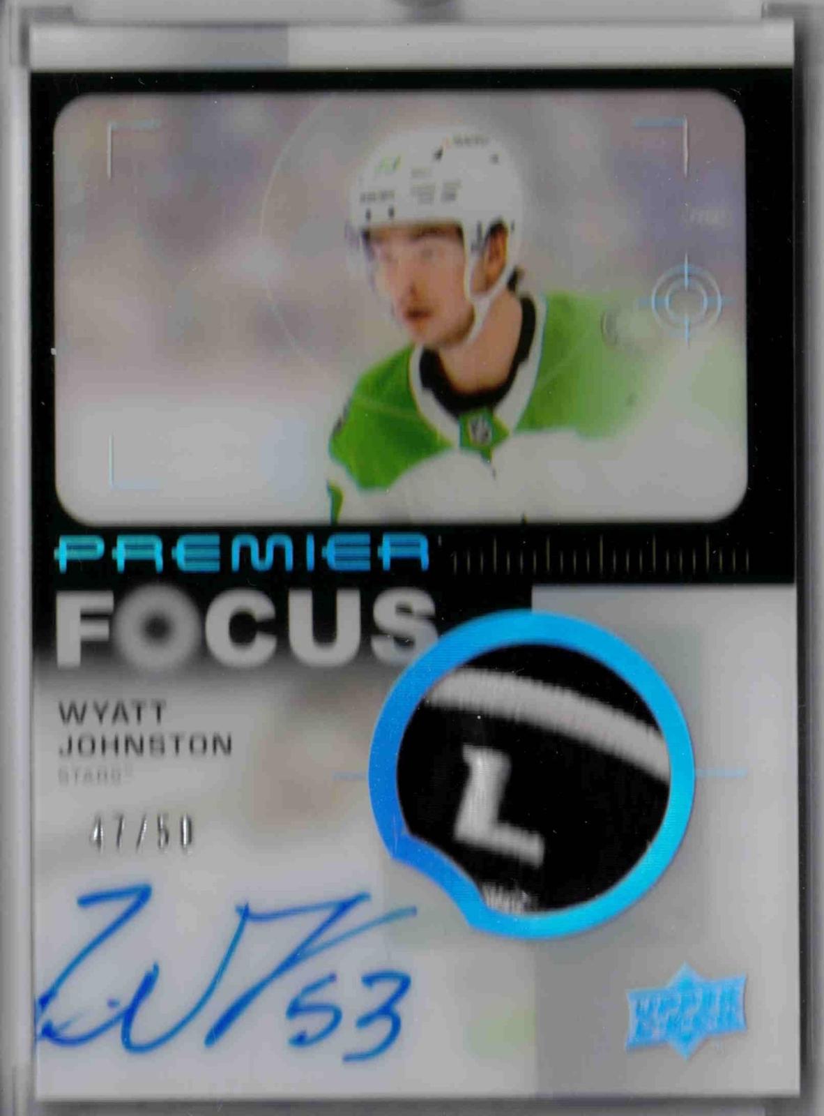 Wyatt Johnston #PFP-WJ Hockey Cards 2023 Upper Deck Premier Focus Auto Patch