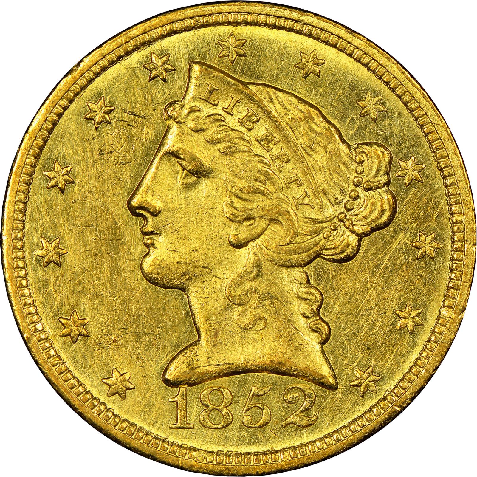 1852 C Coins Liberty Head Half Eagle