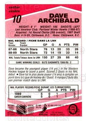 Dave Archibald #10 Hockey Cards 1989 O-Pee-Chee