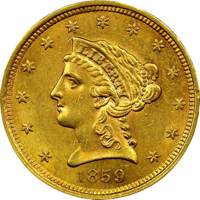 1859 D Coins Liberty Head Quarter Eagle