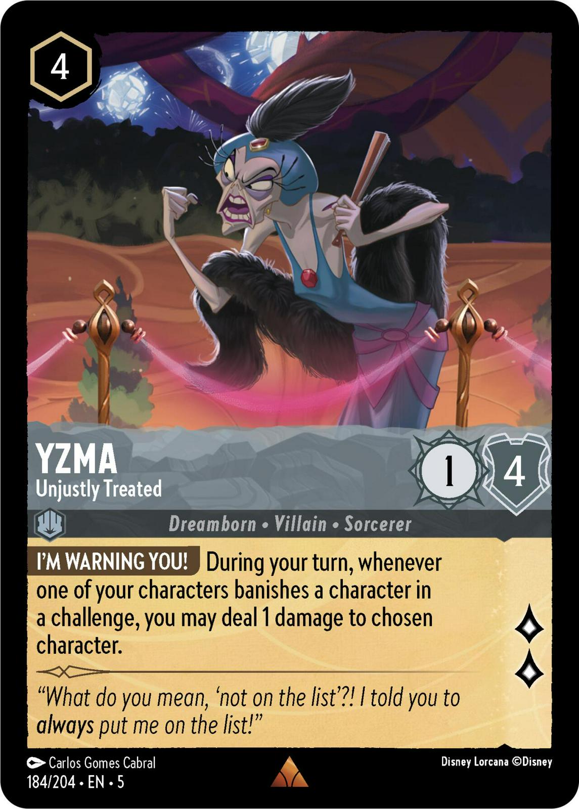 Yzma - Unjustly Treated #184 Lorcana Shimmering Skies