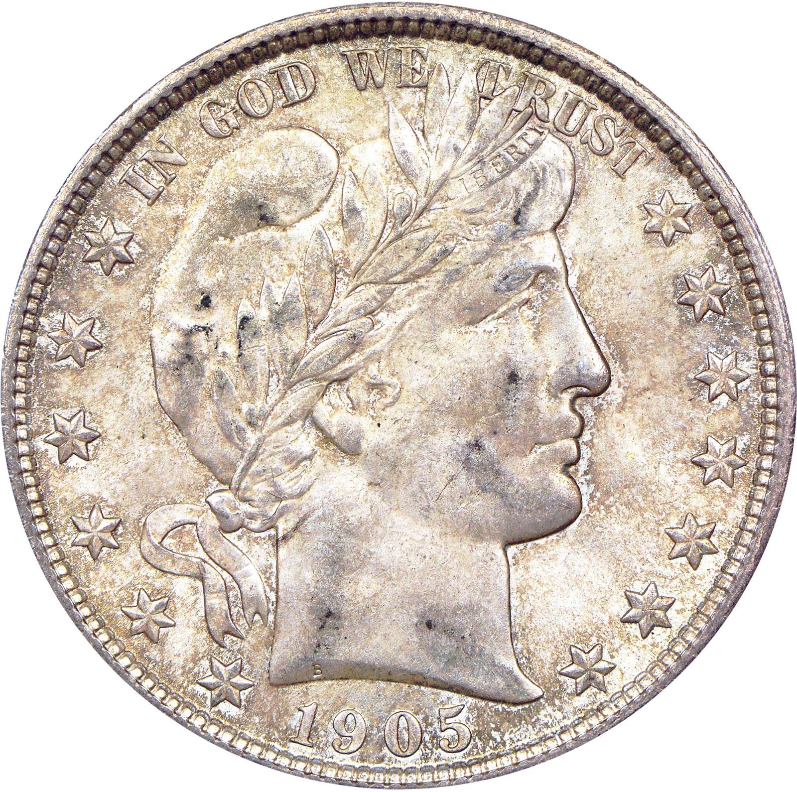 1905 Coins Barber Half Dollar