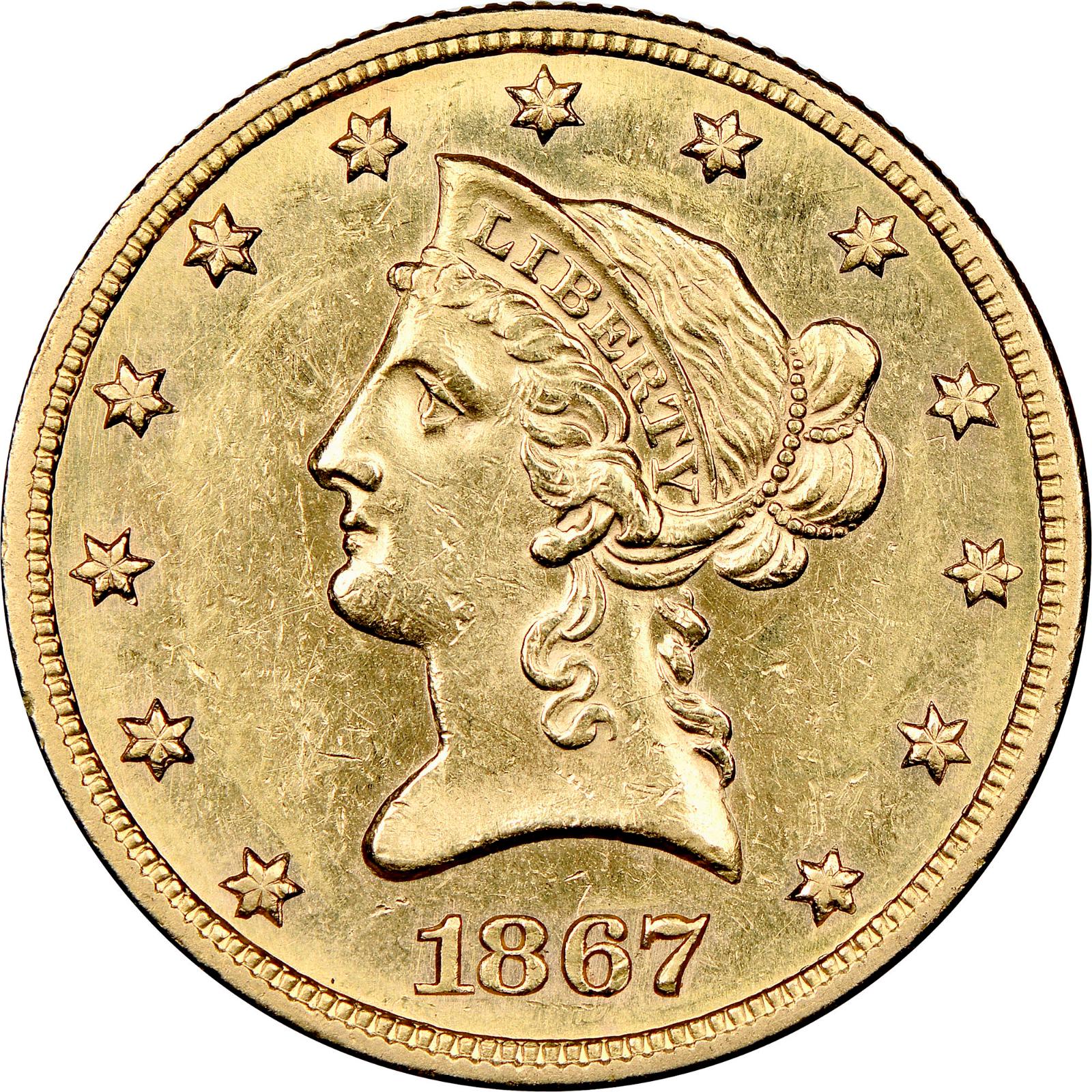 1867 S Coins Liberty Head Gold Double Eagle