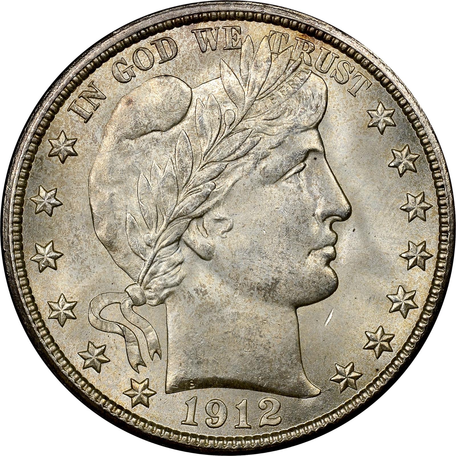 1912 Coins Barber Half Dollar