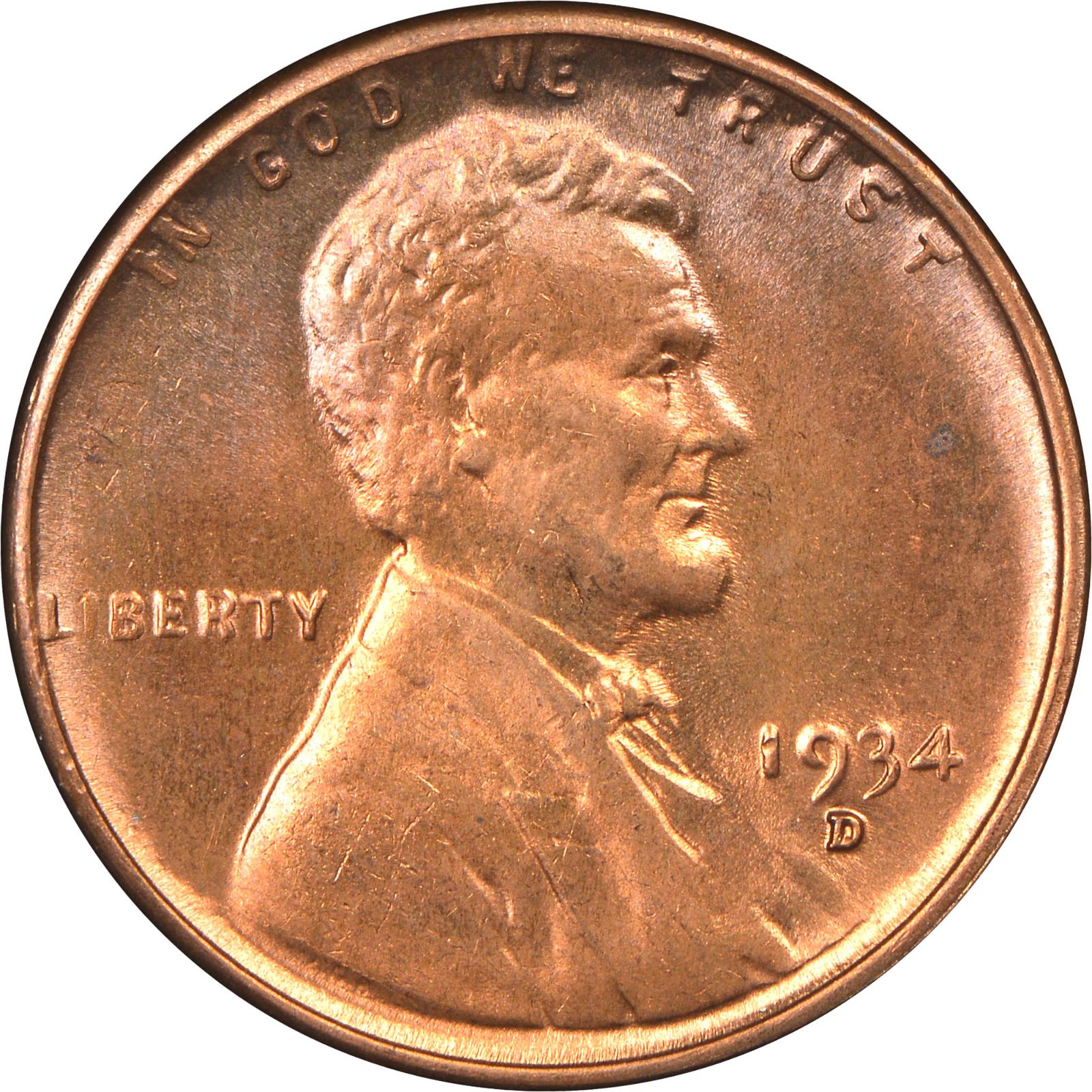 1934 D Coins Lincoln Wheat Penny