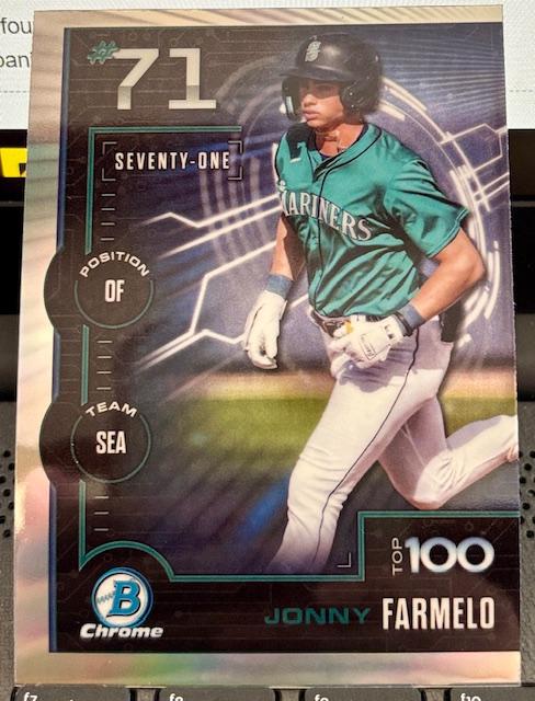 Jonny Farmelo #BTP-71 Baseball Cards 2025 Bowman Scouts Top 100