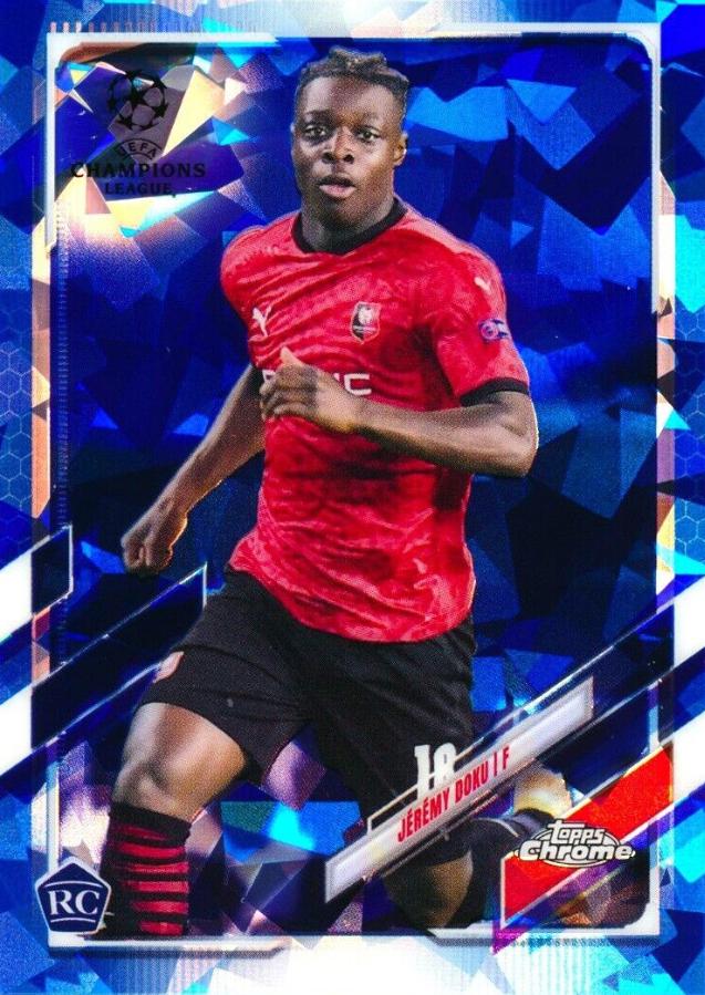 Jeremy Doku #2 Soccer Cards 2020 Topps Chrome UEFA Champions League Sapphire