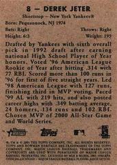 Back Of Card | Derek Jeter Baseball Cards 2001 Bowman Heritage