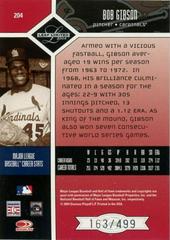 Back | Bob Gibson Baseball Cards 2004 Leaf Limited