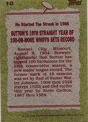 Back Of Card | Don Sutton Baseball Cards 1985 Topps