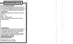 Full Cover Back | Hunchback ZX Spectrum