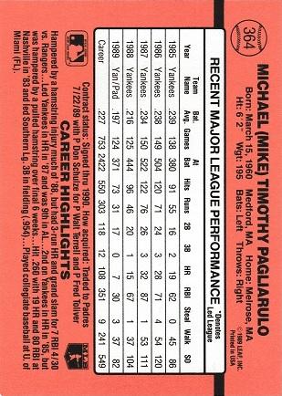 Mike Pagliarulo, Standard, back