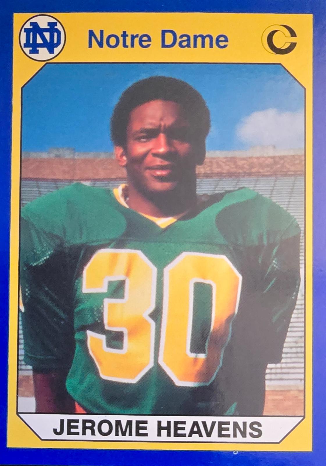 Jerome Heavens #32 Football Cards 1990 Notre Dame Collegiate Collection