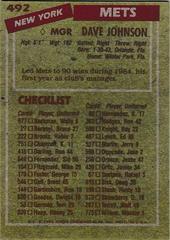 Back Of Card | Dave Johnson Baseball Cards 1985 Topps