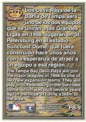 Back Of Card | Tampa Bay Devil Rays Baseball Cards 1996 Pacific Prism Team Logos