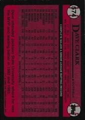 Back Of Card | Dave Clark Baseball Cards 1989 Topps