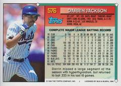 Back Of Card | Darrin Jackson Baseball Cards 1994 Topps
