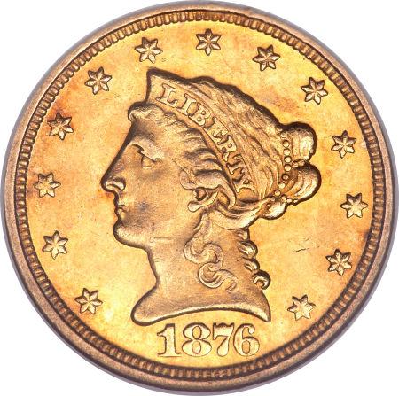 1876 S Coins Liberty Head Quarter Eagle