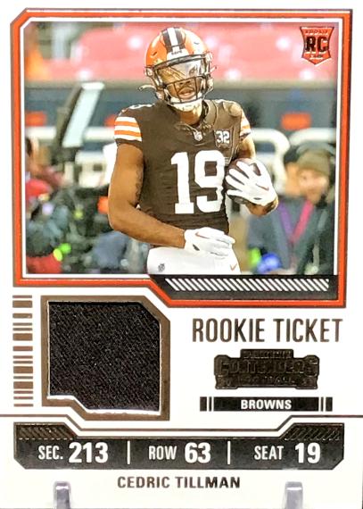 Cedric Tillman #TS3 Football Cards 2023 Panini Contenders Rookie Ticket Swatch