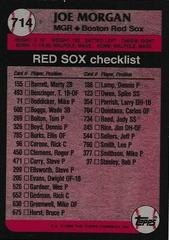 Back Of Card | Joe Morgan Baseball Cards 1989 Topps
