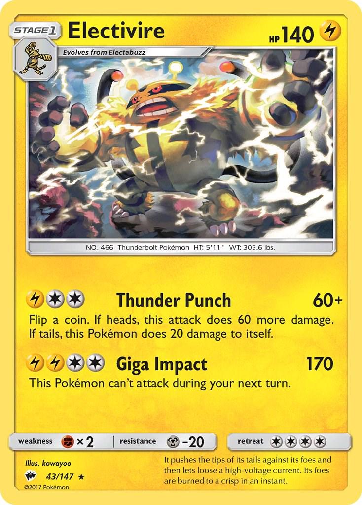 Electivire #43 Pokemon Burning Shadows
