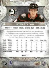 Back Of Card | Ryan Strome [Ruby] Hockey Cards 2024 Upper Deck Artifacts