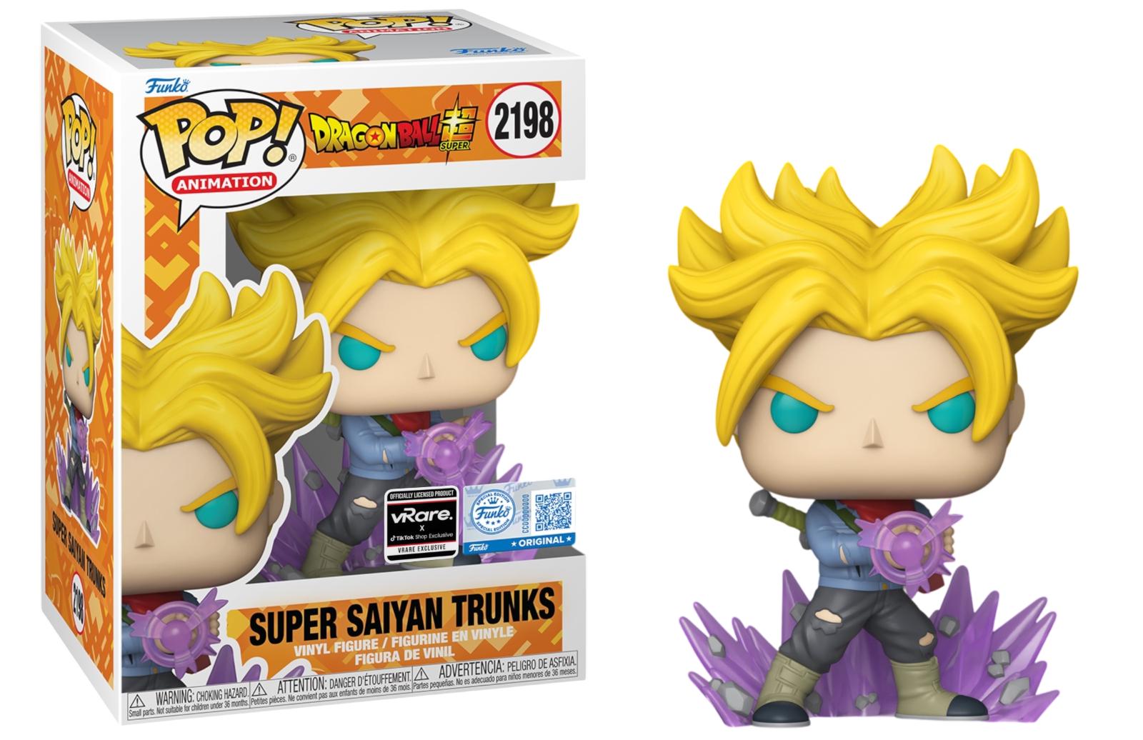 Super Saiyan Trunks #2198 Dragon Ball Z Funko Pop VRare TikTok box and figure