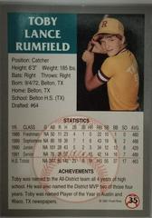 Stats | Toby Rumfield Baseball Cards 1991 Front Row Draft Picks