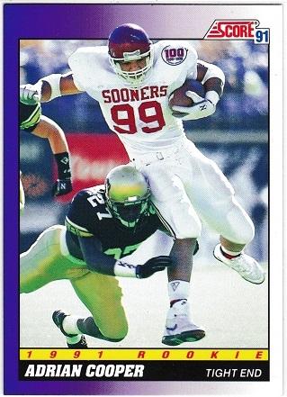 Adrian Cooper #587 Football Cards 1991 Score