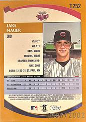 Back | Jake Mauer Baseball Cards 2002 Topps Traded