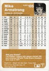 Back Of Card | Mike Armstrong Baseball Cards 1983 Fleer