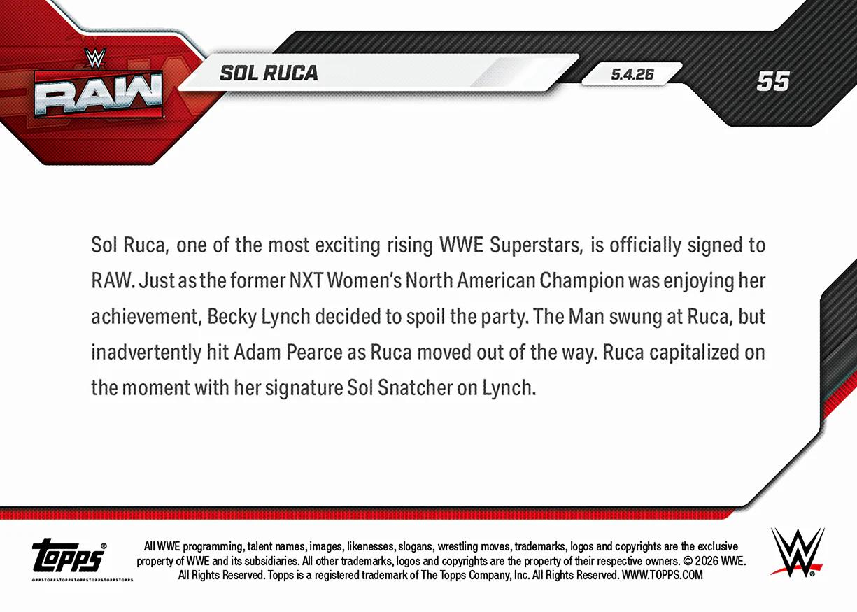 Sol Ruca Card Sol Ruca #55 Prices | 2026 Topps Now | Wrestling Cards