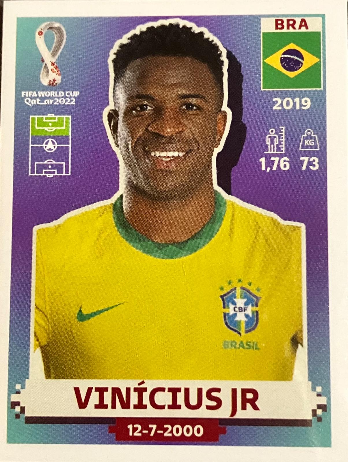 Vinicius Jr #BRA20 2022 Panini World Cup Qatar Stickers Soccer