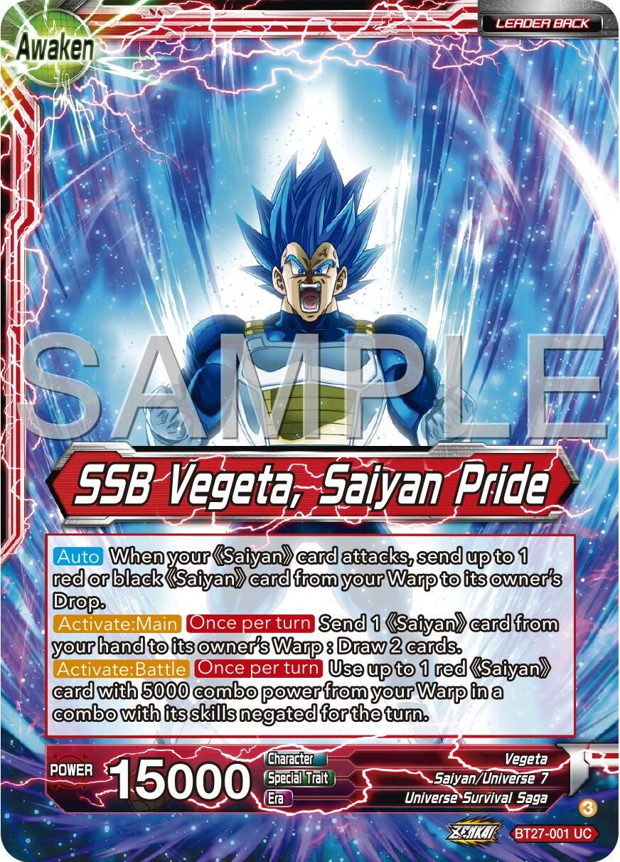 Vegeta // SSB Vegeta, Saiyan Pride BT27-001 Dragon Ball Super: History of Z