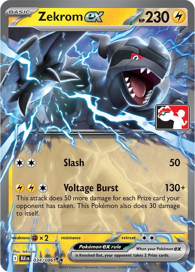 Zekrom Ex [Prize Pack - Right Stamp] #34 Pokémon Card from Pokemon Black Bolt Set 